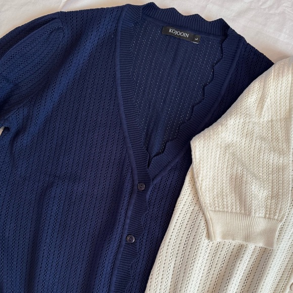 NWT - KOJOOIN Women's Size L SET of 3 Cardigans - Navy, Cream, and Gray - Picture 2 of 16
